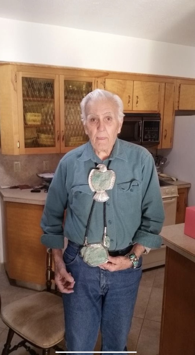 Wallace Burtis Jr., 6 August 2015, wearing the eagle bola and buckle — and his father's bracelet on his wrist, to compare the two.