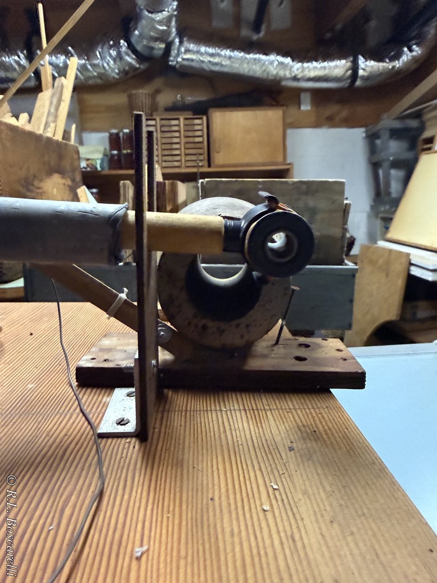 David Reynolds' hand-built seismograph — its moving-coil sensor in the Soquel basement. Bosco installed his own EQ-1 educational seismograph here in 2002.
