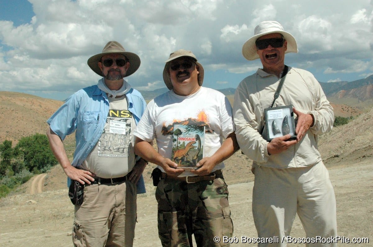 Bosco with James Farlow and Mike Brett-Surman at the 2007 Camarasaurus dig, Shell Wyoming