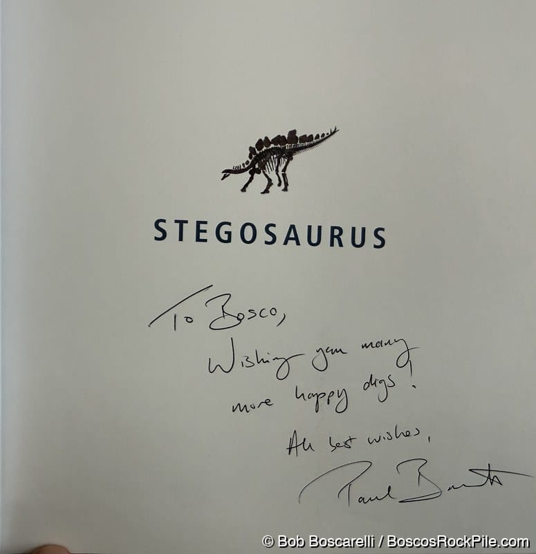 Dr. Paul Barrett's signed Stegosaurus book