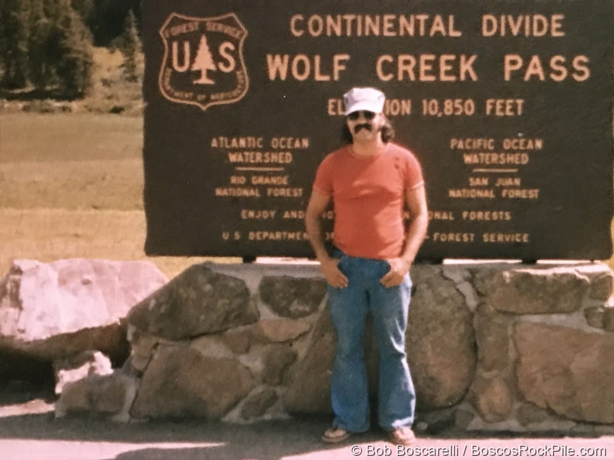 Bosco at the Wolf Creek Pass Continental Divide sign