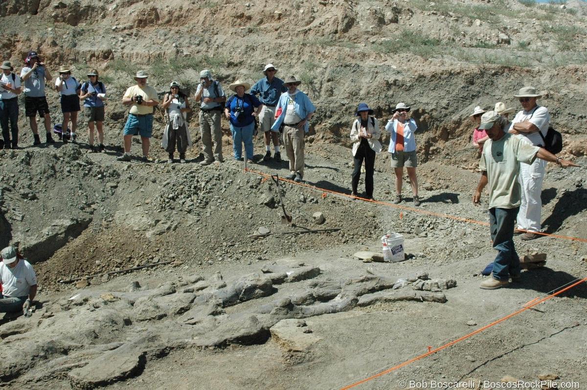 Public tour at quarry edge — large group